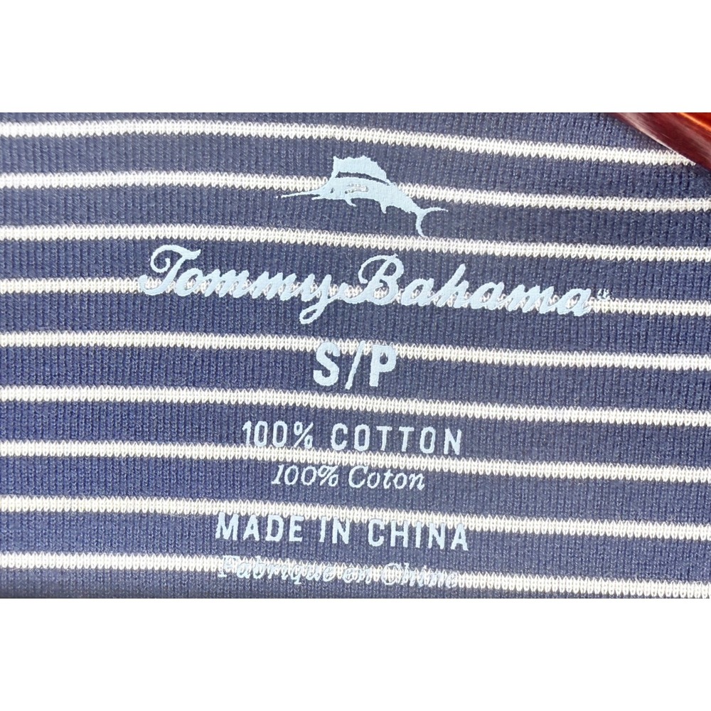 Tommy Bahama Womens Navy Blue White Striped Scoop Neck Cotton T-Shirt Small